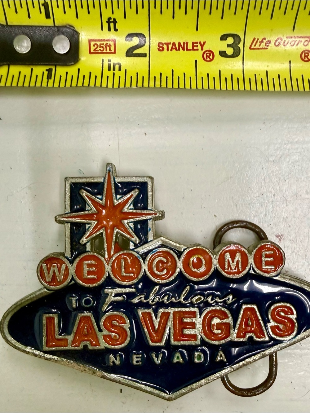 Welcome to Fabulous Las Vegas - Navy Blue & Red Metal and Enamel BELT BUCKLE